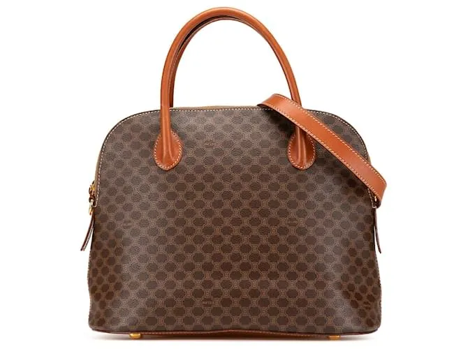 Céline Borsa a mano in tela rivestita Macadam di Celine Brown Marrone