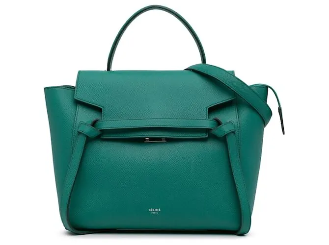 Céline Belt bag mini in pelle di vitello grana verde Celine Verde scuro