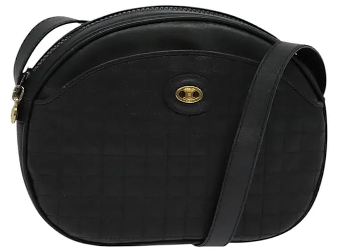Céline Borsa a Spalla CELINE in Pelle Nera Oro Auth 122933 Nero D'oro