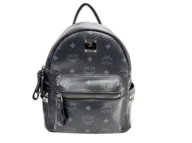 Zaino in pelle nera MCM con borchie laterali Nero