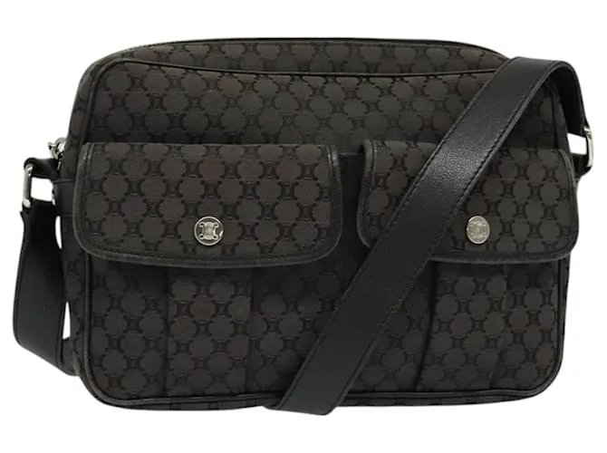 Céline Borsa a spalla in tela Macadam CELINE Nera Argento Auth 123220 Nero