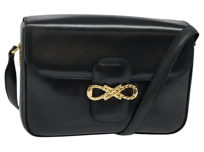 Céline Borsa a Spalla CELINE in Pelle Blu Navy Oro Auth 122970 D'oro