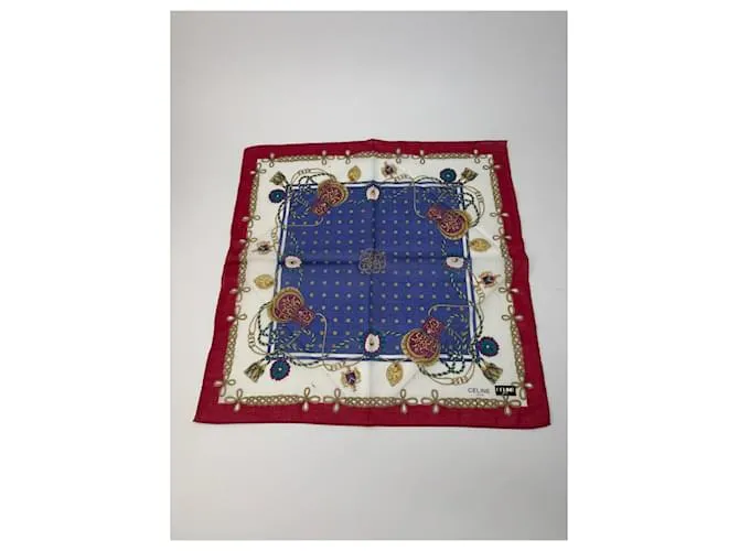 Céline Sciarpa vintage Celine blu rossa