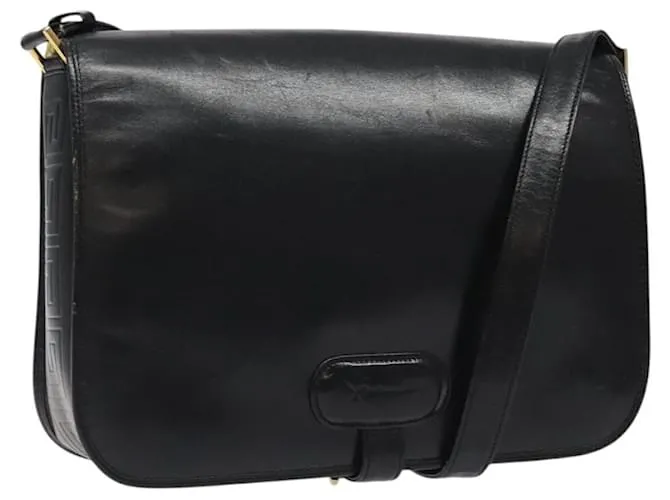 Borsa a spalla GIVENCHY in pelle nera e oro Auth bs25992 Nero D'oro