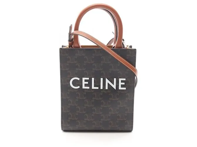 Céline Borsa a mano CELINE Mini Vertical Cabas Triomphe Marrone Nero
