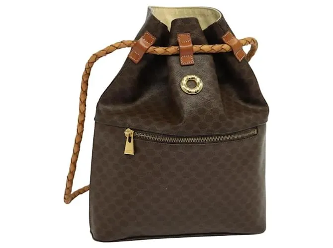 Céline Zaino in tela Macadam CELINE in pelle PVC marrone oro Auth 124859 D'oro