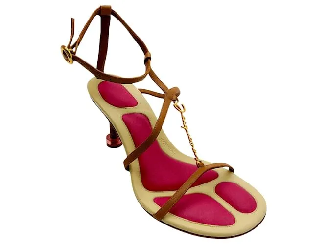 Jacquemus Sandali Pralu in pelle marrone chiaro / rosa