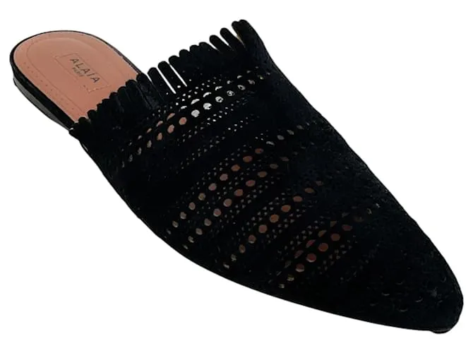 Alaïa Mules Ciabattina in Pelle Scamosciata Nera Alaia Nero