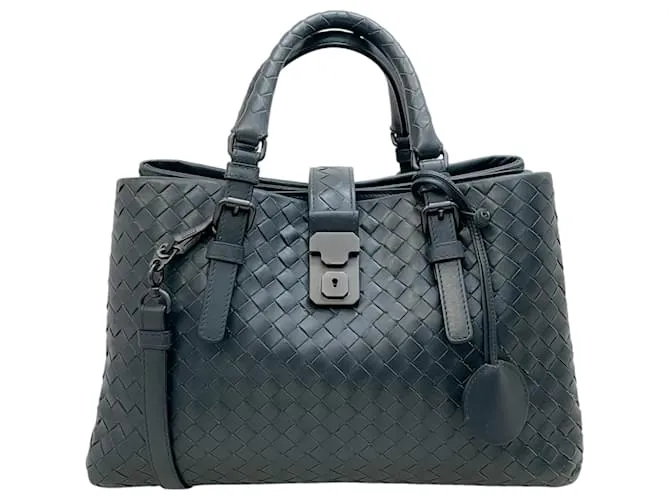 Borsa a due vie in pelle Intrecciato grigia di Bottega Veneta Grigio