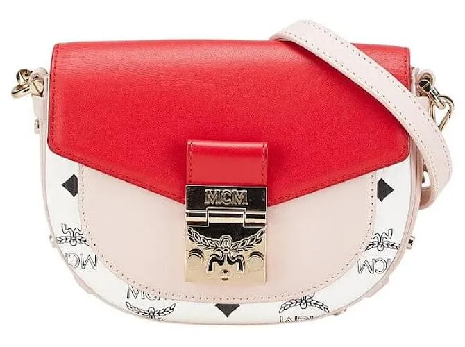 Borsa a spalla in pelle MCM Visetos Valentine Limited con catena Rosa