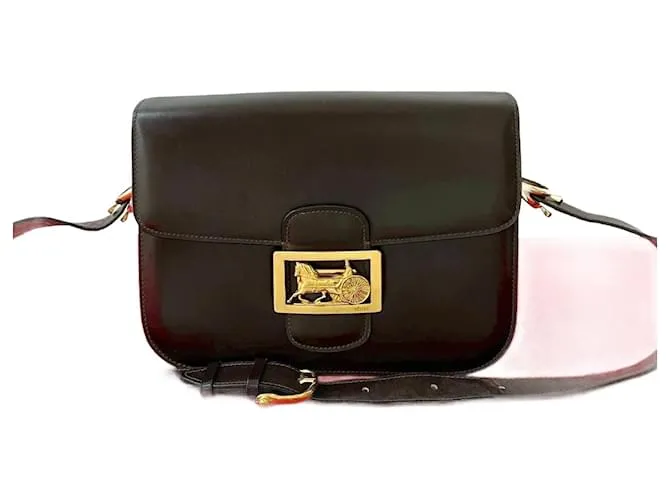 Céline Borsa a spalla in pelle Celine Carriage Hardware Marrone