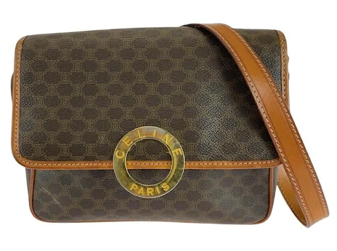 Céline Borsa a spalla Celine PVC Macadam Circle Logo M10 Marrone