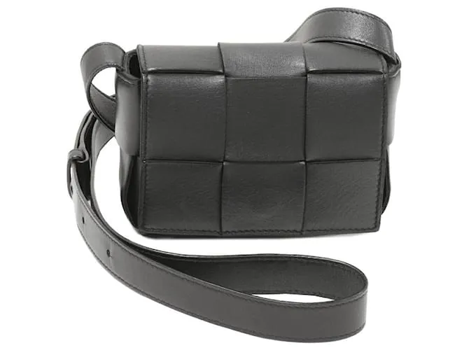 Borsa a spalla Bottega Veneta in pelle di agnello Cassette Candy 666688 Nero