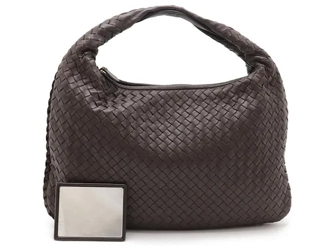 Borsa a spalla 2 in 1 in pelle Intrecciato di Bottega Veneta 115653 Metallico Bronzo