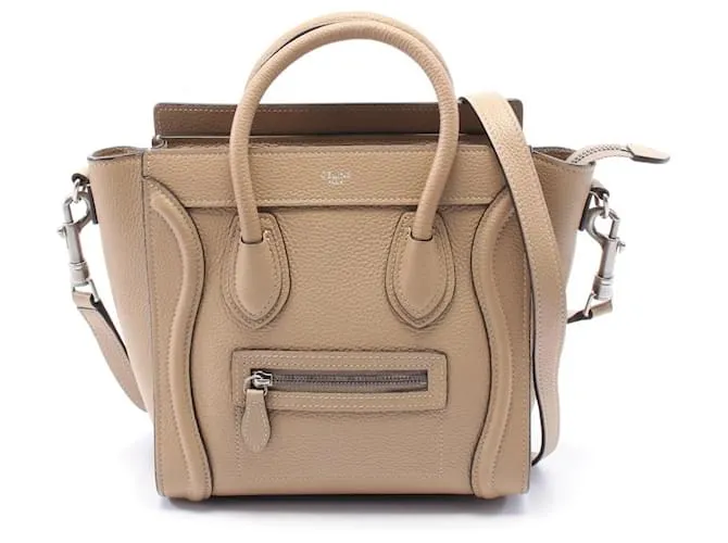 Céline Borsa a mano Celine Luggage Nano Shopper in pelle di vitello Marrone Beige