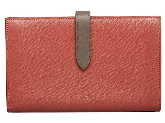 Céline Portafoglio Grande Celine con Tracolla in Pelle Bicolore Rosa Grigio