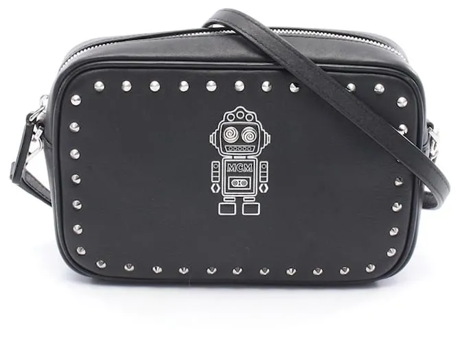 Borsa a spalla in pelle MCM Robot Nero