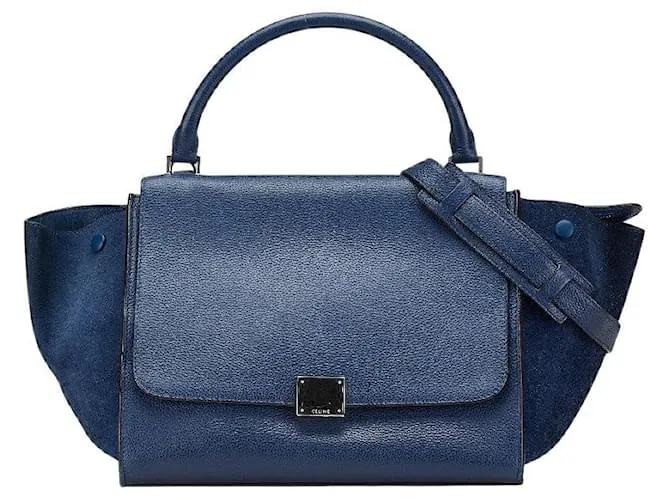 Céline Borsa 2 in 1 in pelle scamosciata Trapeze di Celine Blu