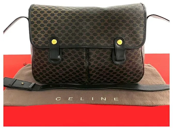 Céline Borsa a spalla in pelle Celine Macadam Blazon Trionphe Nero