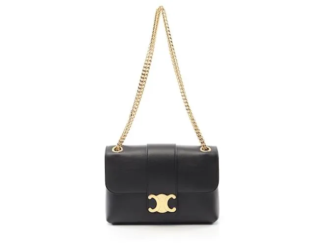 Céline Borsa a spalla in pelle media Celine Victoire Nero