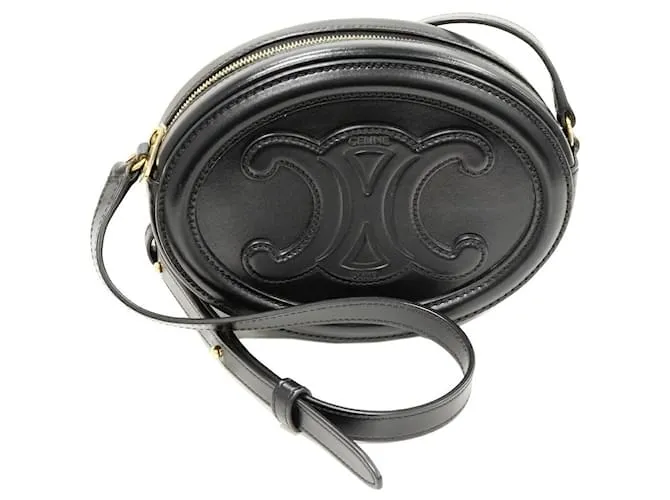 Céline Borsa a Spalla Cuir Triomphe Celine Oval Nero