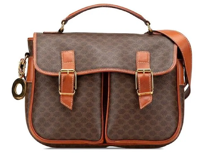 Céline Borsa 2 in 1 in pelle PVC Celine Macadam Marrone