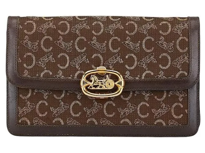 Céline Borsa a mano Celine in tela e pelle C Macadam Carrozza a cavallo Marrone