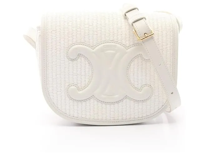 Céline Borsa a spalla in pelle Triomphe Celine Folco Bianco