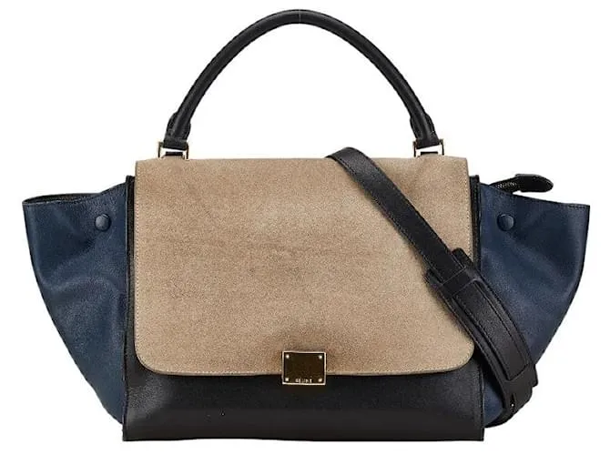 Céline Borsa a mano in pelle scamosciata Celine Trapeze Medium Nero