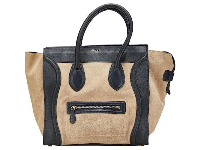 Luggage Céline Borsa mini shopper in pelle scamosciata Celine Marrone Beige