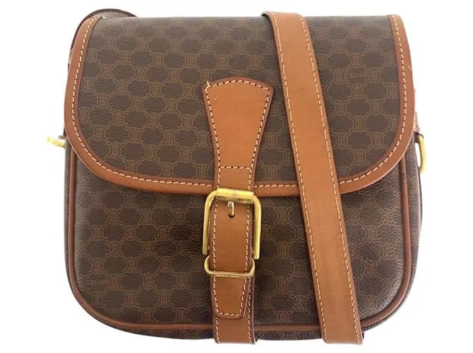 Céline Borsa a Spalla Celine Macadam in PVC/Pelle M92 Marrone