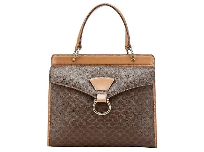 Céline Borsa a mano in pelle PVC Celine Macadam Metallico Bronzo