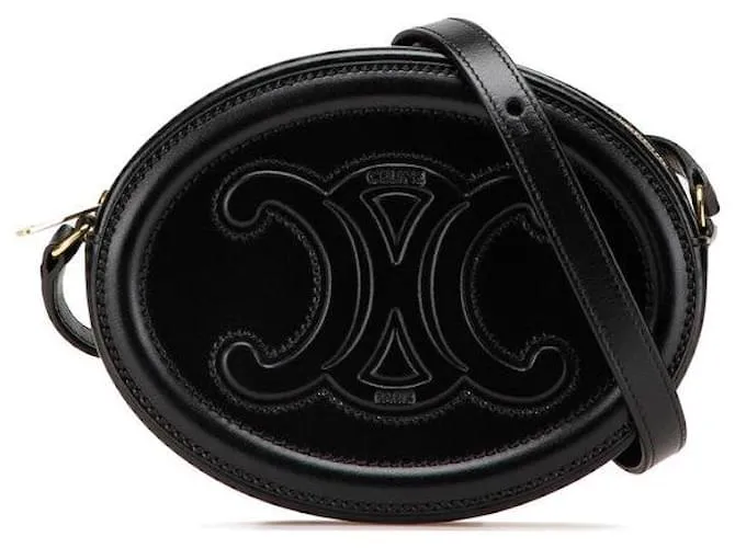 Céline Borsa a spalla in pelle nera Celine Trionphe Nero