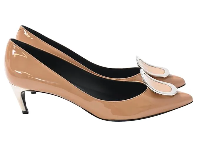 Décolleté a punta Roger Vivier in pelle verniciata beige