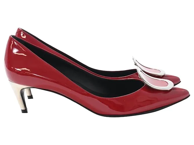 Décolleté a punta Roger Vivier in pelle verniciata rossa Rosso