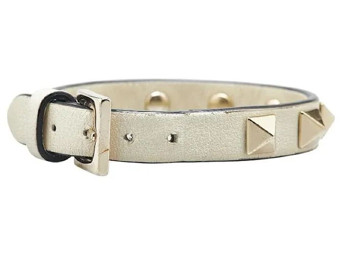 Valentino Garavani Bracciale in pelle Rockstud Valentino Bianco