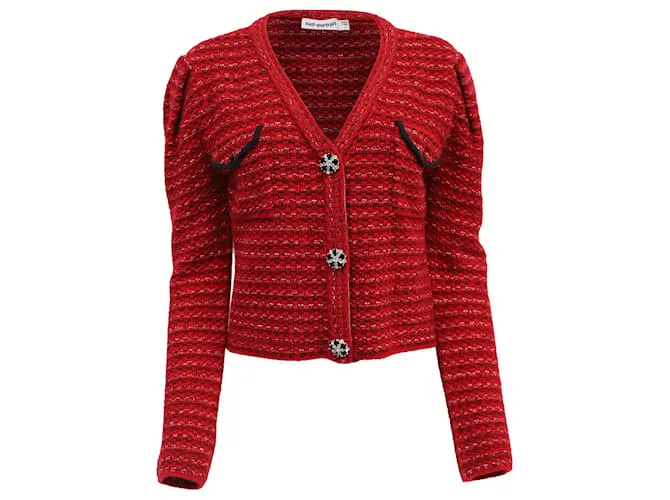 Self portrait Cardigan in lana rossa Melange Knit di Self-Portrait Rosso