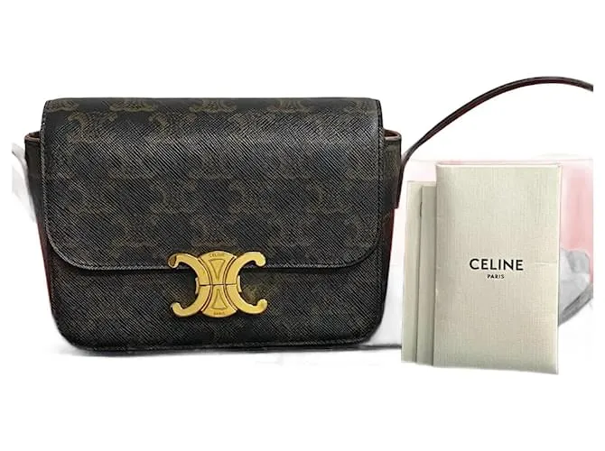 Céline Borsa a spalla in pelle Celine Triomphe Marrone