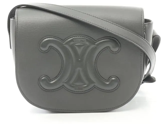 Céline Borsa a spalla Celine Cuir Triomphe Folco 19826 in pelle grigia Grigio