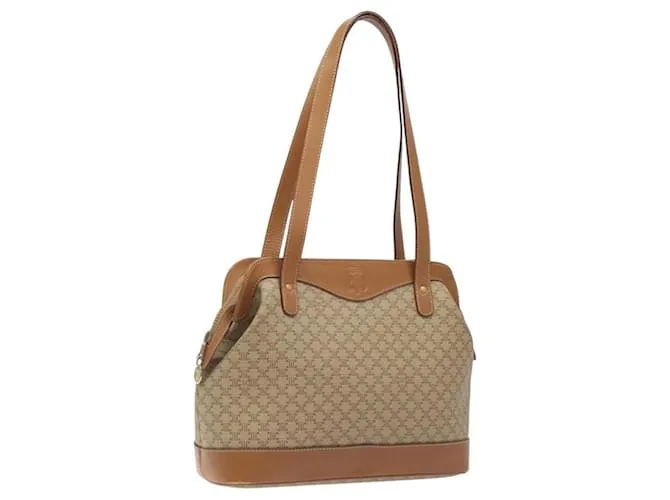 Céline Borsa a Spalla in Tela Macadam CELINE Beige Oro Auth ep9137 D'oro