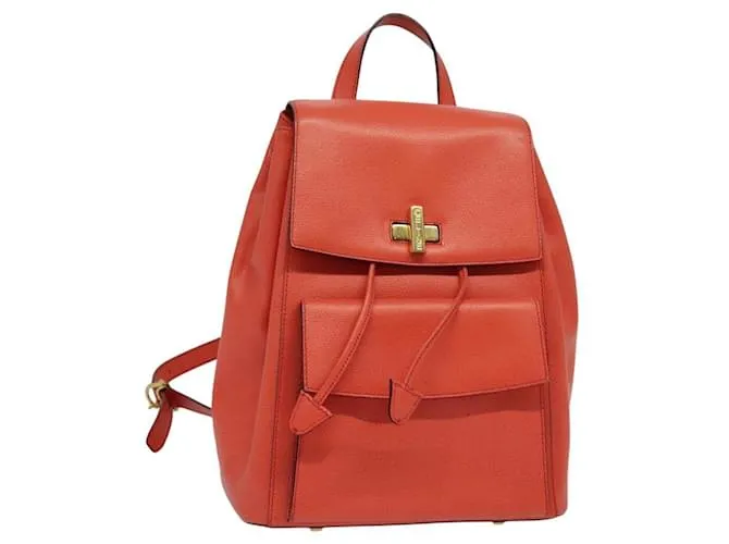 Céline Zaino in pelle arancione oro Auth BD2079 D'oro