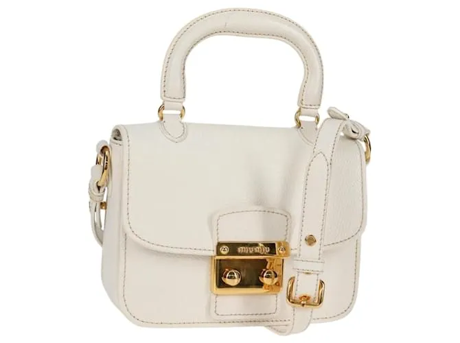 Borsa a mano Miu Miu in pelle 2 vie bianco oro Auth 125417V D'oro