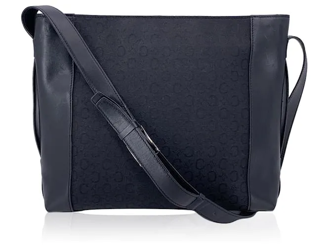 Edge Céline Borsa a spalla in tela macadam nera vintage Nero