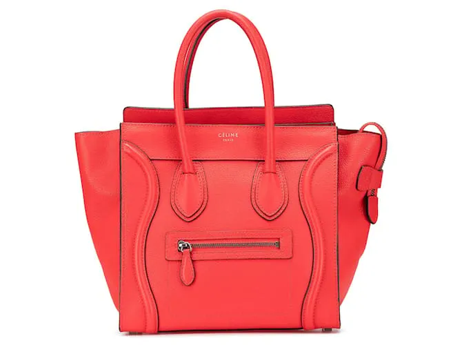 Luggage Céline Celine Rosso Micro Pelle di Vitello Borsa da Viaggio