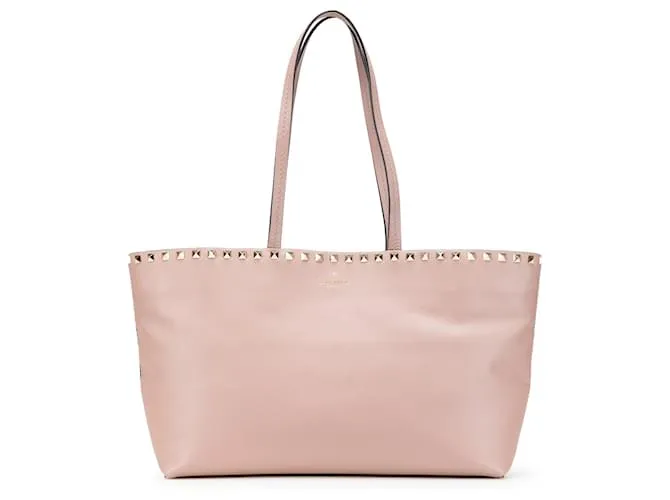 Borsa tote Rockstud in pelle rosa Valentino