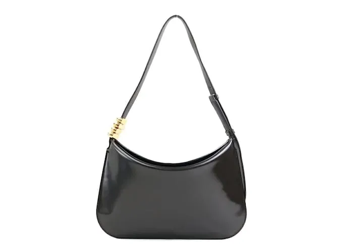 Borsa a spalla in pelle verniciata marrone Bottega Veneta