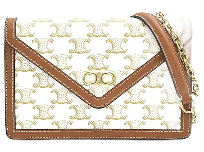 Céline Portafoglio a catena per spalla Triomphe di Celine per donne Marrone Bianco sporco