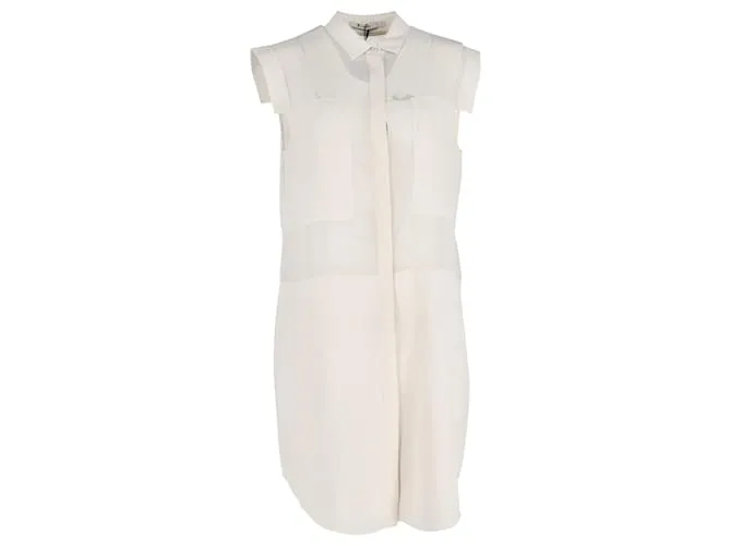Abito camicia mini con bottoni Alexander Wang in seta crema Bianco Crudo