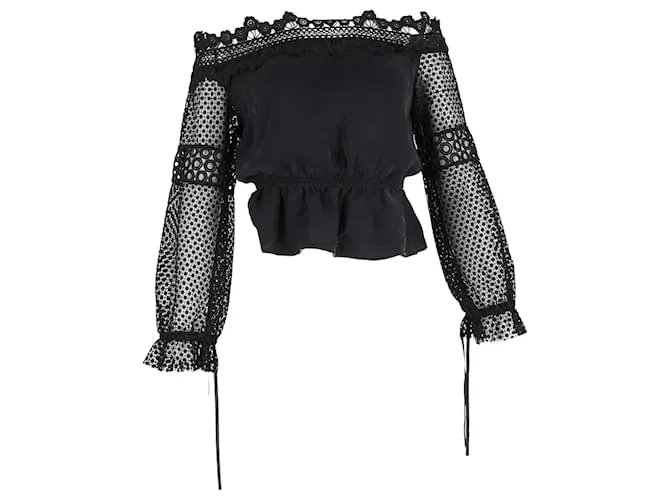 Self portrait Top in pizzo off shoulder Self-Portrait in poliestere nero