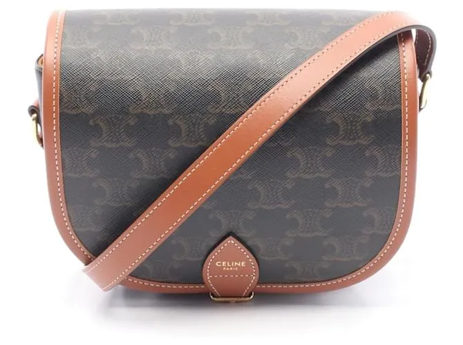 Céline Borsa a Spalla Celine Falco Medium Bag Triomphe in Tela Rivestita Nero